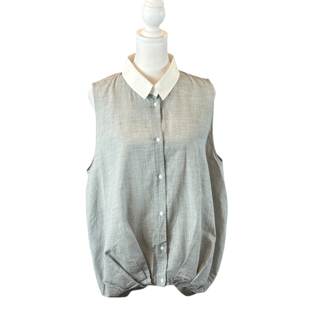 Boy. by Band of Outsiders Sleeveless Top Womens 5 Grey Contrast Collar Italy
